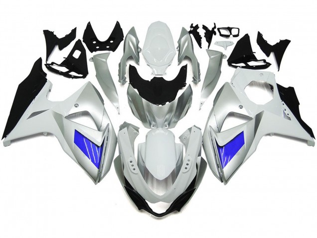 Custom Silver and White with Black 2009-2016 GSXR 1000 Fairings