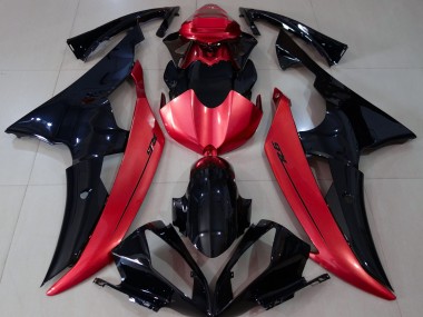 Gloss Black & Candy Red 2008-2016 R6 Fairings