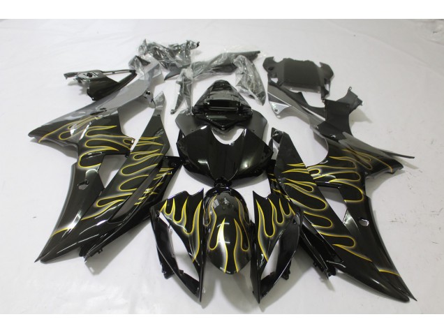 Gloss Black & Flame 2008-2016 R6 Fairings