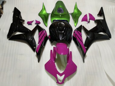 Gloss Black & Pink and Green Accents 2007-2008 CBR600RR Fairings
