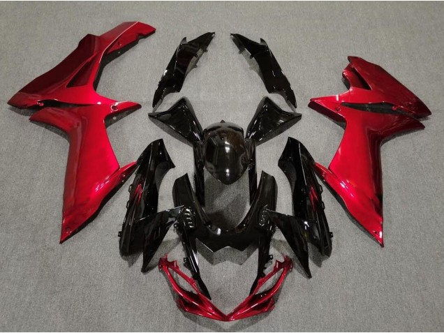 Gloss Black and Lava Red 2011-2024 GSXR 600-750 Fairings Gloss Black and Lava Red 2011-2024 GSXR 600-750 Fairings