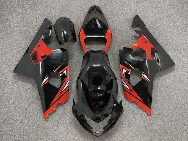 Gloss Black and Red 2004-2005 GSXR 600-750 Fairings