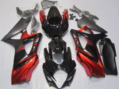 Gloss Black and Red 2007-2008 GSXR 1000 Fairings