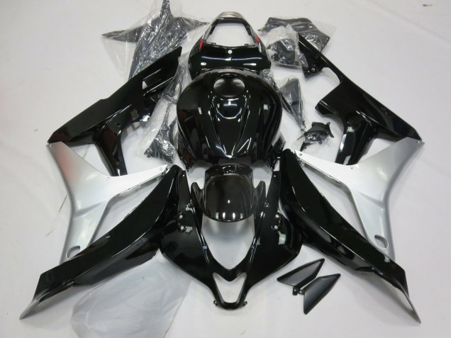 Gloss Black and Silver 2007-2008 CBR600RR Fairings
