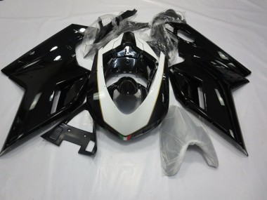 Gloss Black and White 2007-2014 Ducati 848 1098 1198 Fairings