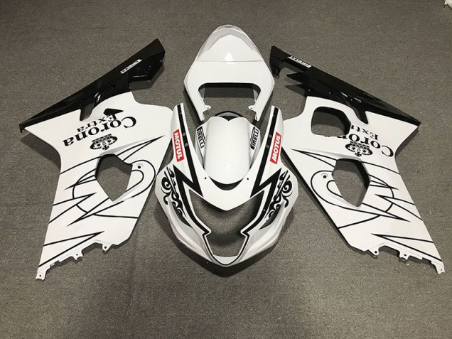Gloss Black and White Corona Style 2004-2005 GSXR 600-750 Fairings Gloss Black and White Corona Style 2004-2005 GSXR 600-750 Fairings