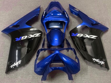 Gloss Blue and Black 2003-2004 ZX6R Fairings