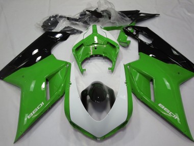 Gloss Green & White 2007-2014 Ducati 848 1098 1198 Fairings