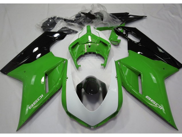 Gloss Green & White 2007-2014 Ducati 848 1098 1198 Fairings Gloss Green & White 2007-2014 Ducati 848 1098 1198 Fairings