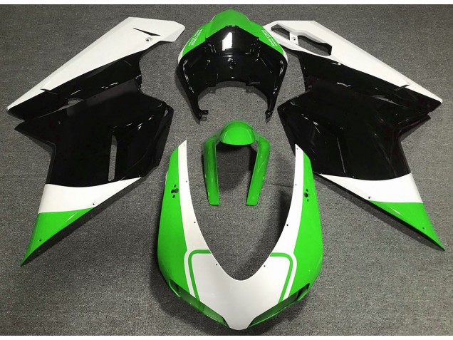 Gloss Green White and Black 2007-2014 Ducati 848 1098 1198 Fairings Gloss Green White and Black 2007-2014 Ducati 848 1098 1198 Fairings