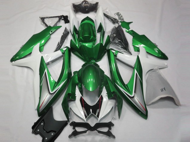 Gloss Green and White 2008-2010 GSXR 600-750 Fairings