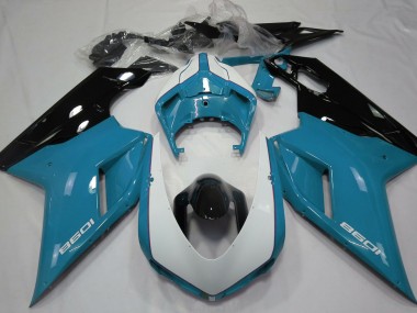 Gloss Light Blue & White 2007-2014 Ducati 848 1098 1198 Fairings