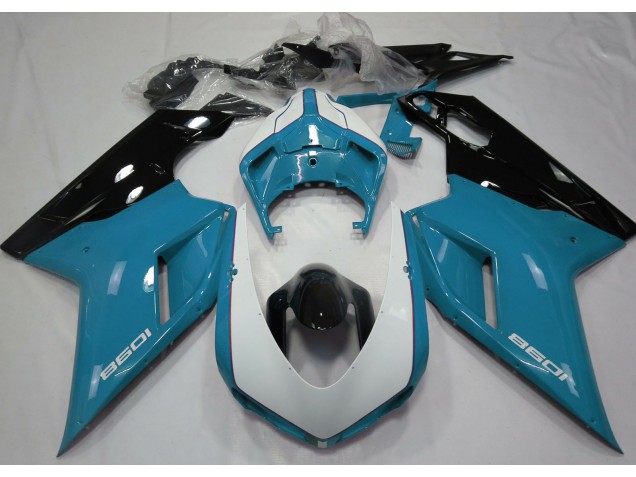 Gloss Light Blue & White 2007-2014 Ducati 848 1098 1198 Fairings Gloss Light Blue & White 2007-2014 Ducati 848 1098 1198 Fairings