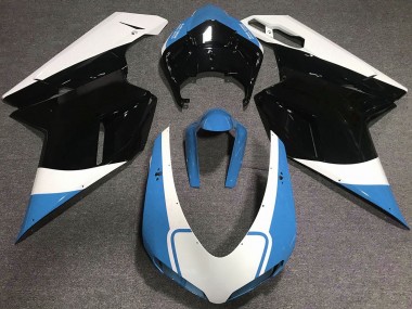 Gloss Light Blue White and Black 2007-2014 Ducati 848 1098 1198 Fairings