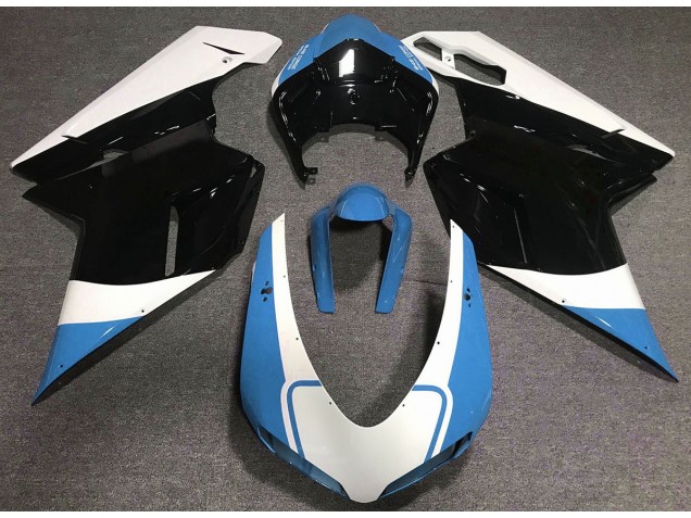 Gloss Light Blue White and Black 2007-2014 Ducati 848 1098 1198 Fairings Gloss Light Blue White and Black 2007-2014 Ducati 848 1098 1198 Fairings