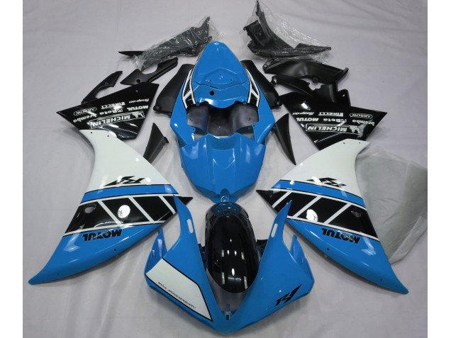 Gloss Light Blue White and Black 2012-2014 R1 Fairings