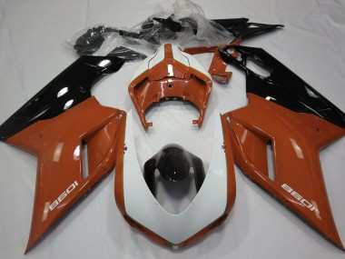 Gloss Orange & White 2007-2014 Ducati 848 1098 1198 Fairings