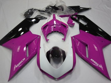 Gloss Pink & White 2007-2014 Ducati 848 1098 1198 Fairings