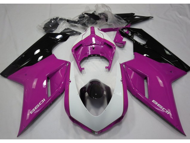 Gloss Pink & White 2007-2014 Ducati 848 1098 1198 Fairings