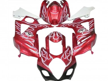 Gloss Red and White Flame 2007-2008 GSXR 1000 Fairings
