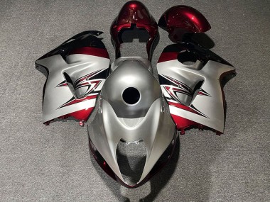 Gloss Silver and Candy Red 1997-2007 GSXR 1300 Hayabusa Fairings