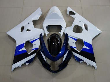 Gloss White & Deep Blue 2004-2005 GSXR 600-750 Fairings
