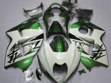 Gloss White & Green 1997-2007 GSXR 1300 Hayabusa Fairings
