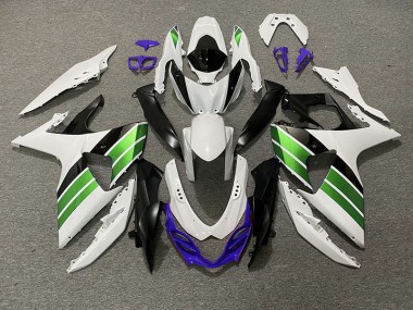 Gloss White Green Black and Purple 2009-2016 GSXR 1000 Fairings
