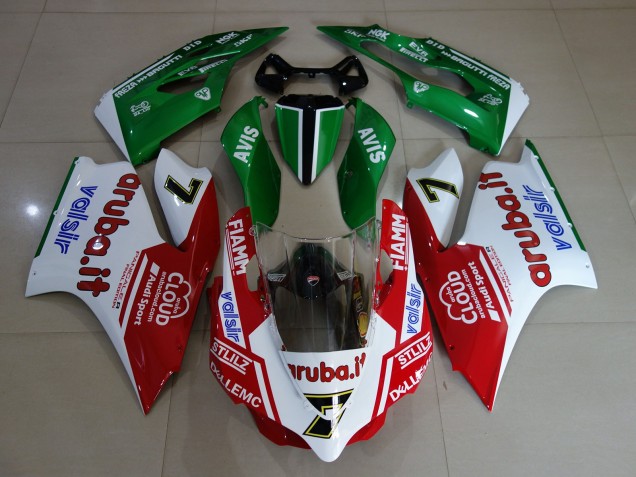 Gloss White / Red / Green 2011-2014 Ducati 1199 Fairings Gloss White / Red / Green 2011-2014 Ducati 1199 Fairings