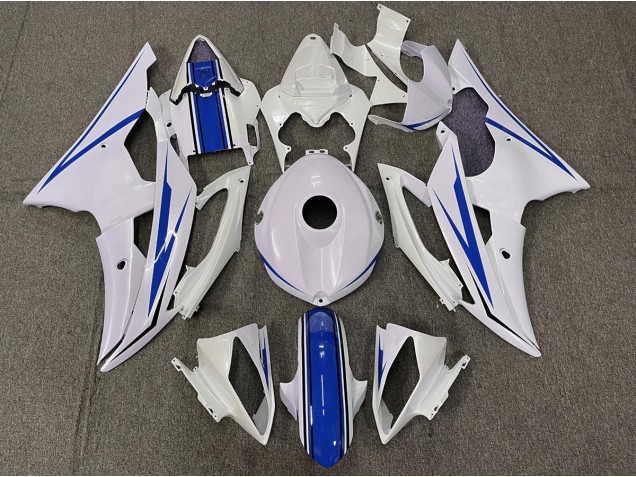 Gloss White and Blue 2008-2016 R6 Fairings
