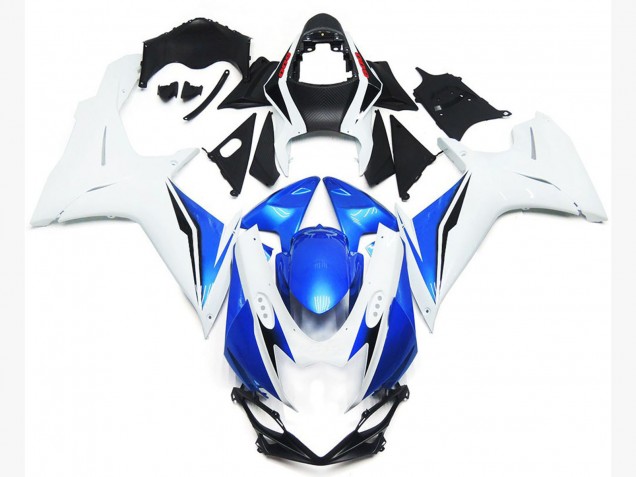 Gloss White and Blue Style 2011-2024 GSXR 600-750 Fairings Gloss White and Blue Style 2011-2024 GSXR 600-750 Fairings