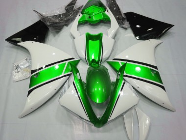 Gloss White and Metallic Green 2009-2011 R1 Fairings