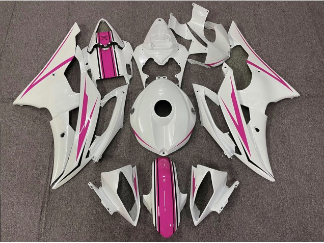 Gloss White and Pink 2008-2016 R6 Fairings
