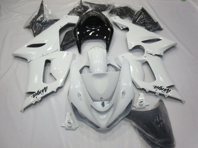 Gloss White with Black tail 2005-2006 ZX6R Fairings Gloss White with Black tail 2005-2006 ZX6R Fairings