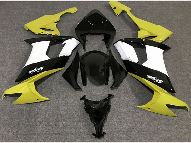 Gloss Yellow Black and White 2008-2010 ZX10R Fairings