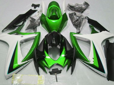 Green & White 2006-2007 GSXR 600-750 Fairings