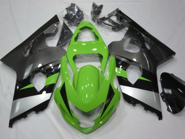 Green and Silver 2004-2005 GSXR 600-750 Fairings