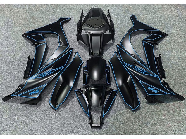 Matte Black & Blue Lining 2011-2015 ZX10R Fairings