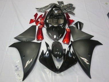 Matte Black Red 2012-2014 R1 Fairings