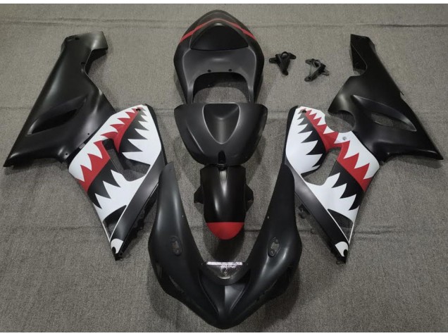 Matte Black Shark 2005-2006 ZX6R Fairings Matte Black Shark 2005-2006 ZX6R Fairings