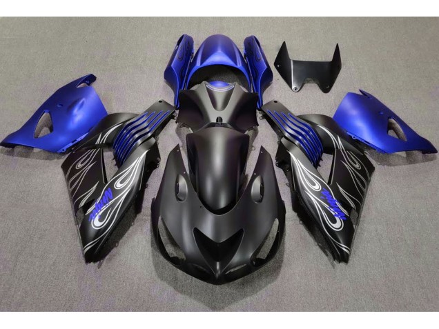 Matte Black and Blue 2006-2011 ZX14R Fairings