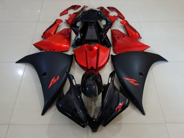 Matte Black and Fire Red 2012-2014 R1 Fairings