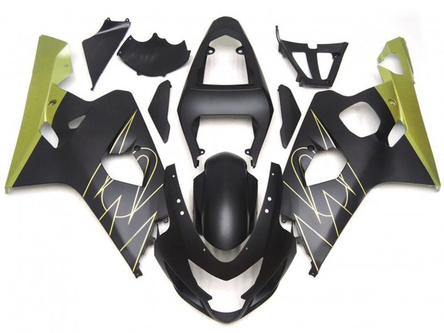 Matte Black and Gold Corona Custom 2004-2005 GSXR 600-750 Fairings