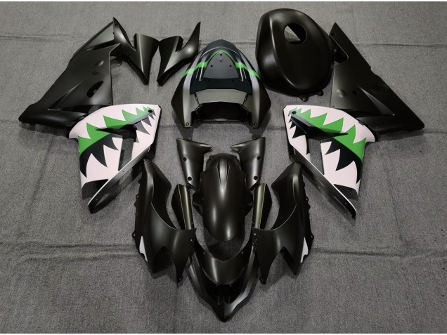 Matte Black and Green 2004-2005 ZX10R Fairings