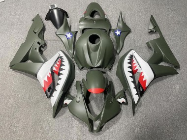 Matte Green & Red Shark 2007-2008 CBR600RR Fairings