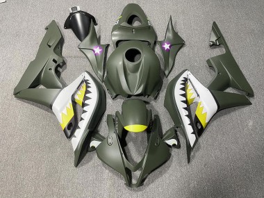 Matte Green & Yellow Shark 2007-2008 CBR600RR Fairings