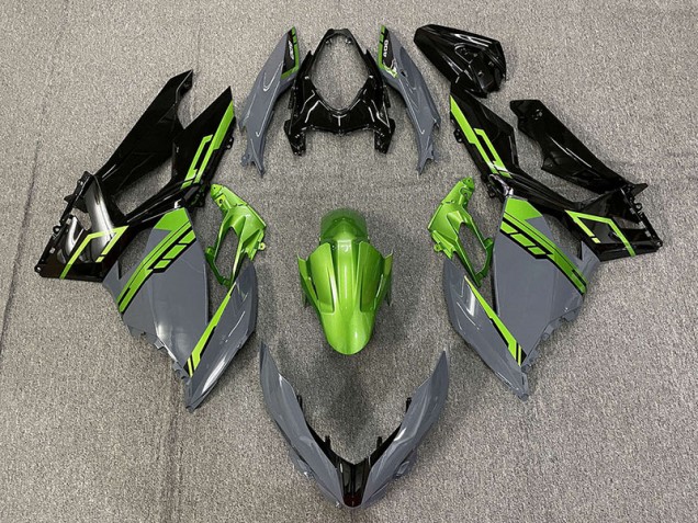 Nardo Grey and Green 2018-2023 Ninja 400 Fairings