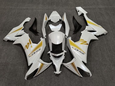 Pearl White & Gold 2008-2010 ZX10R Fairings