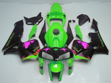 Pink Splatter on Green 2005-2006 CBR600RR Fairings