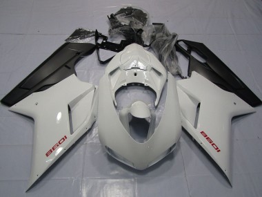 Red White and Matte Black 2007-2014 Ducati 848 1098 1198 Fairings